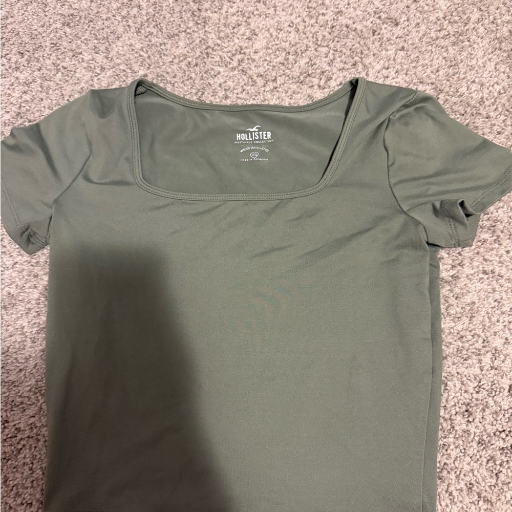 Hollister Green Fitted Crop Top Short Sleeve
